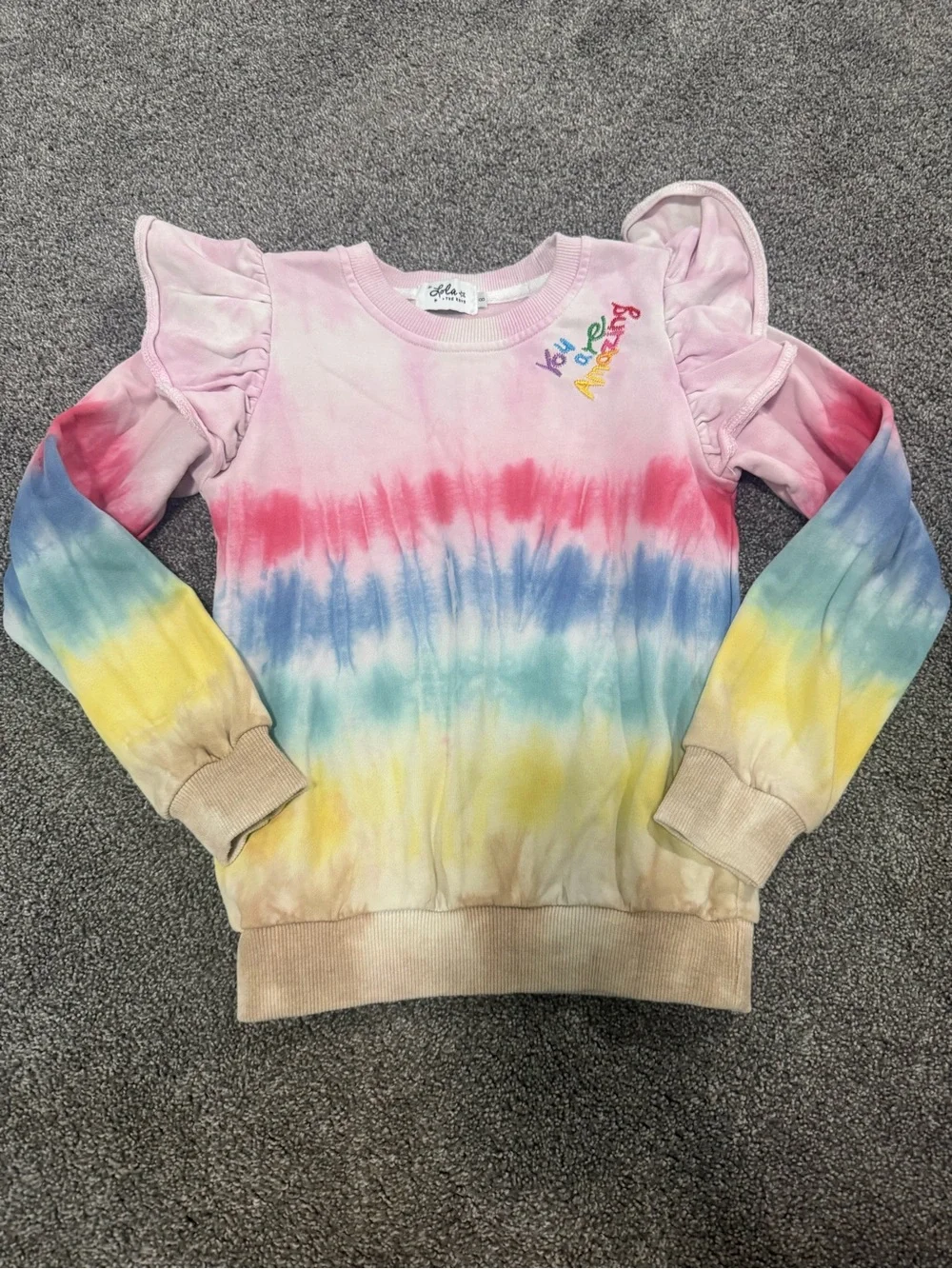 Lola + The Boys Ruffle Tie Dye Sweatshirt Sz 8